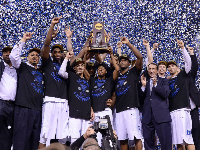 Duke basketball 2015 national championship title trophy